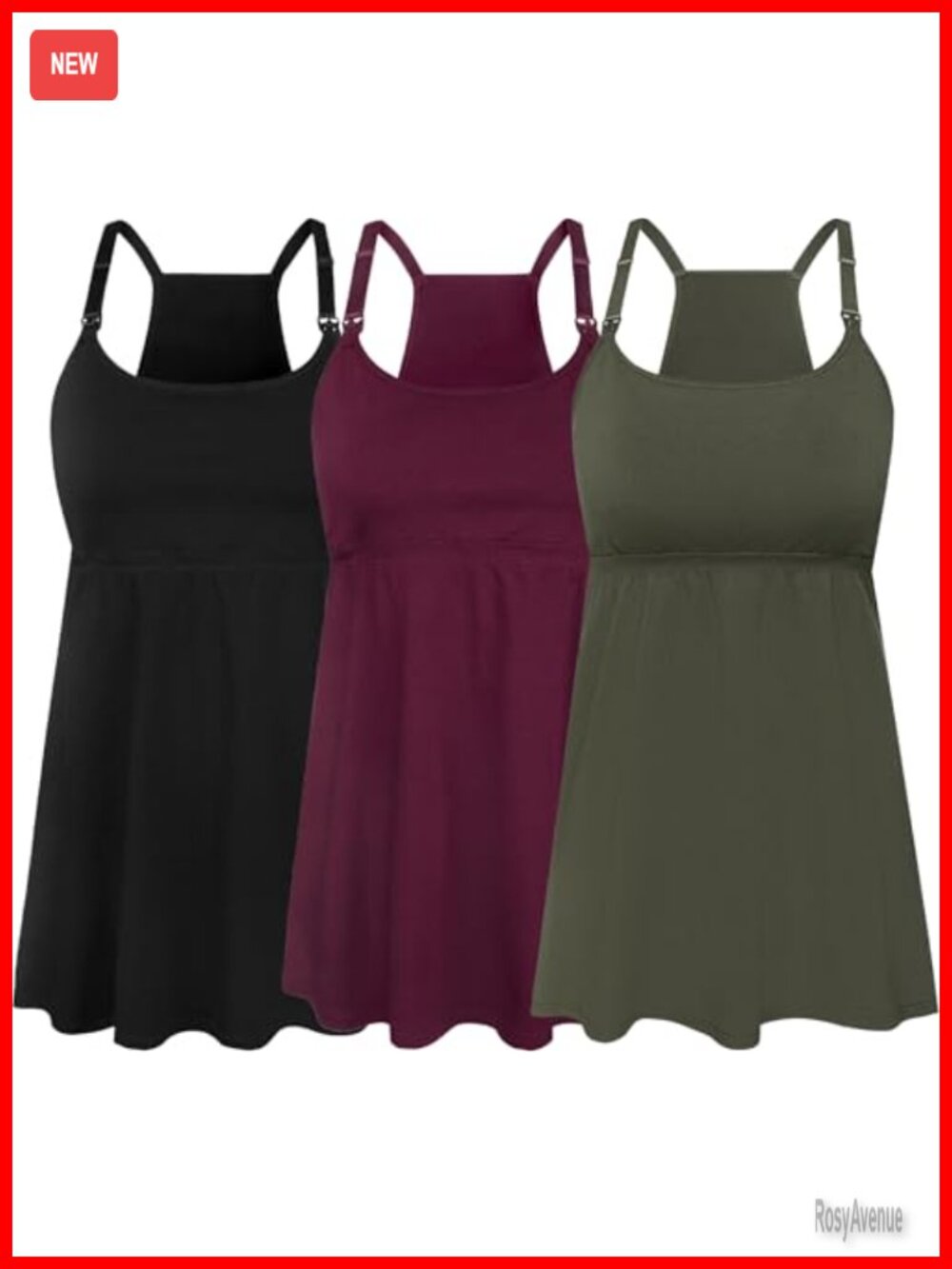 3-Pack Cotton Maternity Nursing Tank Tops Breathable Breastfeeding Camis